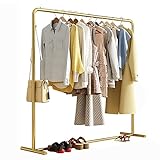 Percheros burro Riel De Ropa Resistente Para Dormitorio Estante De Ropa De Metal Dorado Moderno Nórdico Para Colgar Ropa Soportes De Exhibición De La Tienda De Ropa Perche(Size:150X40X150CM,Color:Oro)