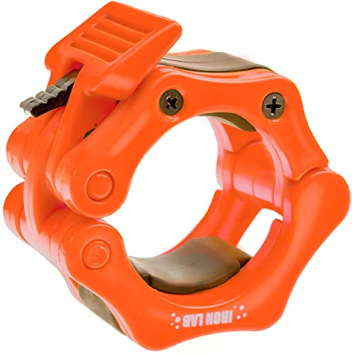 Iron Lab Juego de 2 Abrazaderas para Barra Olímpica de 2 pulgadas de ABS Pro Clips Juego de 2 collares naranjas perfectos para elevaciones fuertes Pro Crossfit