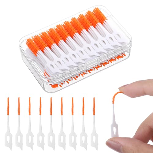 RAYITO 220 Pcs Interdental Brushes 2-in-1 Silicone Tooth Floss Picks