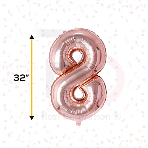 Image of Rozi Decoration 32 inch Rose Gold '8' Number Foil Balloon - Birthday & Anniversary Decor (1 Pc)