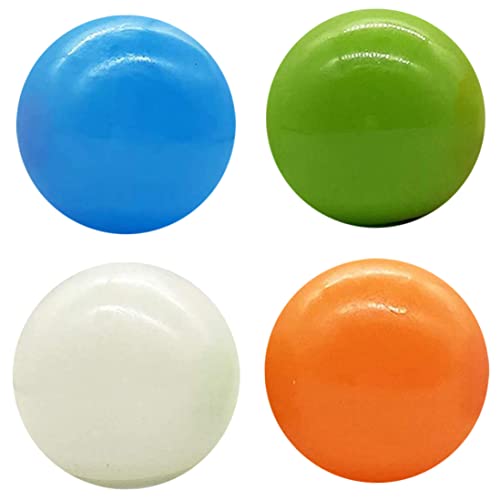Jorzer Bolas pegajosas de Techo 4.5 cm Bolas de Alivio Luminosas Brillantes Toyes para niños 4 Piezas Bola de Pared pegajosa, Bola Objetivo, Juguete de descompresión, Pared de Alivio de estrés.