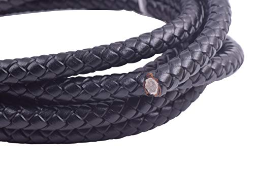 KONMAY 1.8Meters 8.0mm Black Round Geneuine Braided Leather Cord Bolo Leather Cord… - Image 2