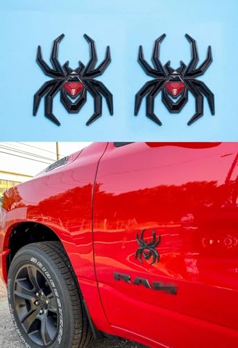 Image of 2Pcs Custom Spider Emblems Left Right Car Badge for Universal Car Body Motorcycle SUV Widow Door Edition Decoration (Black Red)