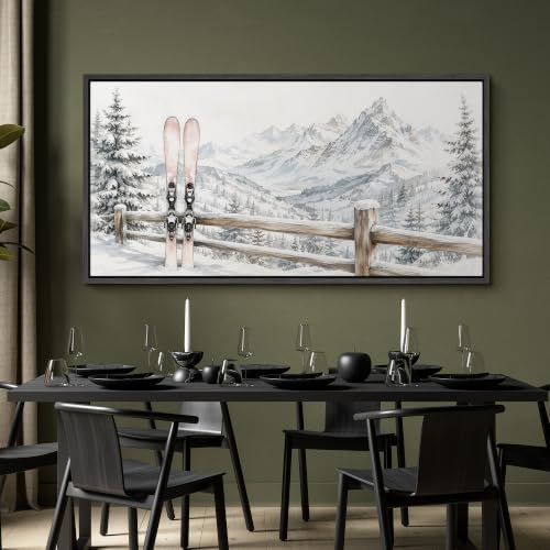 Image of MUDECOR Extra Large Framed Canvas Print Wall Art Ski Art for Living Room