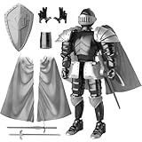 Knight Action Figures, Medieval Action Figures,Knight Armor Action Figure,Multi-Jointed Movable Robot Mannequin (Black)
