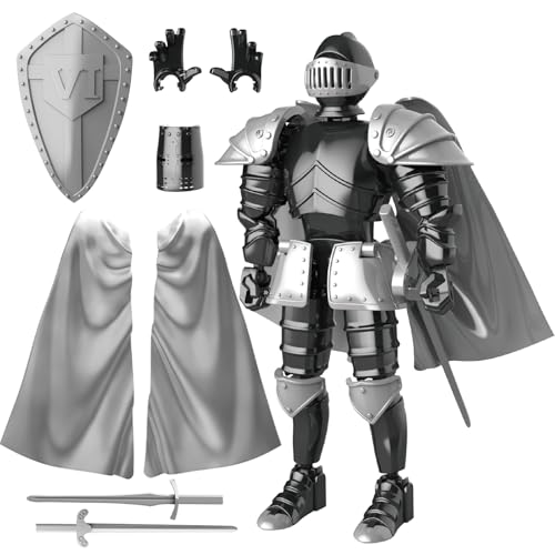 ChainnForces Knight Action Figures, Medieval Action Figures,Knight Armor Action Figure,Multi-Jointed Movable Robot Mannequin (Black)