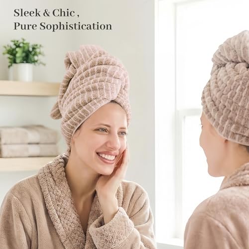 2 Packs Large Microfiber Hair Towels for Women, Super Absorbent & Quick Dry Hair Towel Wrap for Curly Hair Long & Short Hair- Anti-Frizz Hair Turbans for Wet Hair - 27.5''*39.4