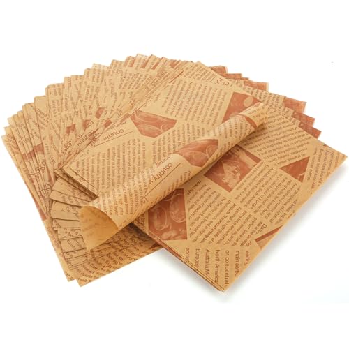 250 Pcs Wax Paper Sheets for Food, Sandwich Wrapping Paper for Small Size Food Basket and Plate liners, 7 x 7 In, Newspaper Parchment or Wrapping Breads Burgers French Fries (Brown) 250 Pcs Wax Paper Sheets for Food, Sandwich Wrapping Paper for Small Size Food Basket and Plate liners, 7 x 7 In, Newspaper Parchment or Wrapping Breads Burgers French Fries (Brown)