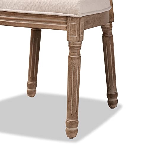 Baxton Studio Louis Traditional French Inspired Beige Fabric Upholstered And Antique Brown Finished Wood 2-Piece Dining Chair Set With Rattan #TOP4