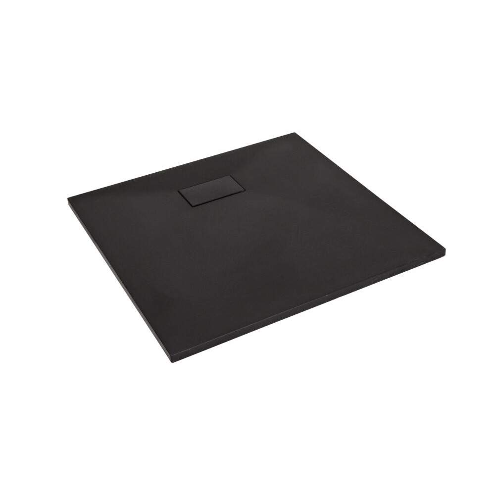 Milano Graphite Rasa Low Profile Square Textured Slate Effect Shower Tray - 800 X 800Mm
