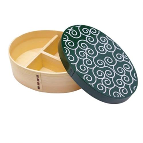 紀州漆器 KISHU 曲げわっぱ 弁当箱 唐草 緑 伝統工芸[YS121]