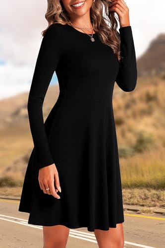 3 Pack Long Sleeve Dresses for Women Crew Neck A-Line Midi Casual Elegant Going Out Dresses Fall Fashion Clothes 20254