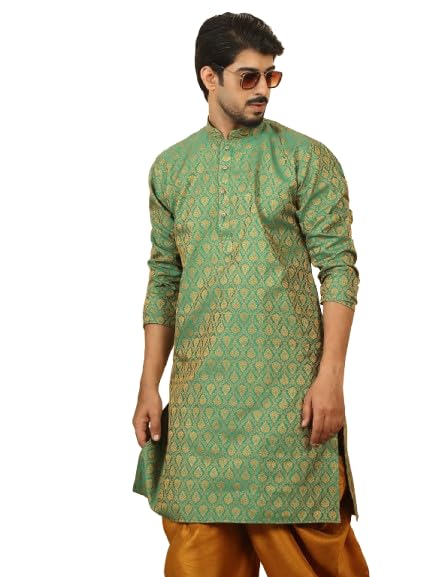 kraft india Men's Silk Blend Jacquard Paisley Kurta-picture-30