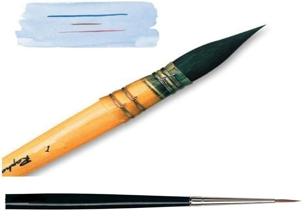 Raphael Pinceau Lavis Aquarelle Petit Gris Pur Monte sur Plume Serie 803 No.1 + 1 Pinceau martre