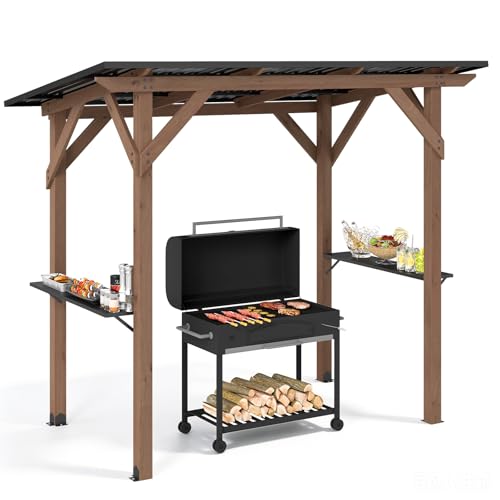 COSTWAY Cenador para Barbacoa, 263 x 151 x 223 cm, Marco de Madera Cedro