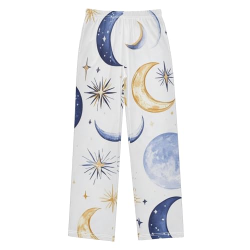 ZZXXB Moon and Star Boys Long Pants Soft Trousers Elastic Waist Kids Lounge Bottoms with Pockets S-XL