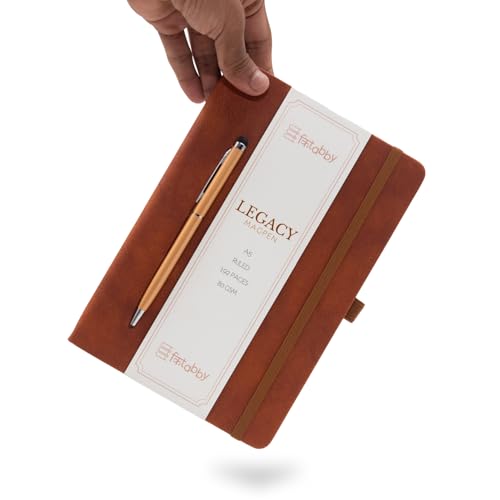 Image of Kitabby Legacy Interlock - A5 Hard Bound Notebook with Pen - Tan Brown