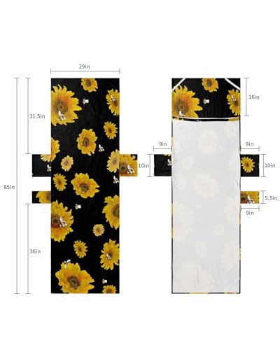 Sunflower Black Beach Lounge Chair Towel Cover, Soft Chaise Lounge Towel with Side Pockets Patio Pool Chairs Cover for Beach/Pool Sunbathing 29x85 Abstract Painting Bee Summer Spring