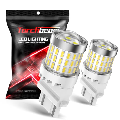Image of Torchbeam Upgraded 3157 LED Reverse Light Bulbs 6000K White - Super Bright 3000LM Backup Brake Tail Lights, 3156 4157 3057 3457 4114 Replacement Bulbs with HD Projector, DRL Parking Lights (2 Pcs)