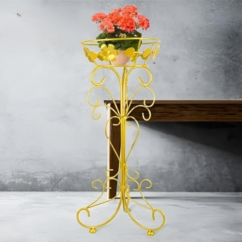 Image of MetalTouch Elegant Plant Stand vase Type Flower Pot Stand for Balcony Living Room Outdoor Indoor Plants Plant Holder Home Decor Item-60 cm (Golden)