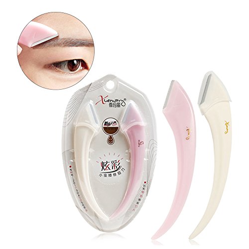 HaloVa Eyebrow Razor, Bending Handle Eyebrow Shaper Trimmer with Small Stainless Steel Blade, Skin Protection Safe Comfortable, Facial Hair Knife Remover Makeup Tools, for Women and Men, Set of 2