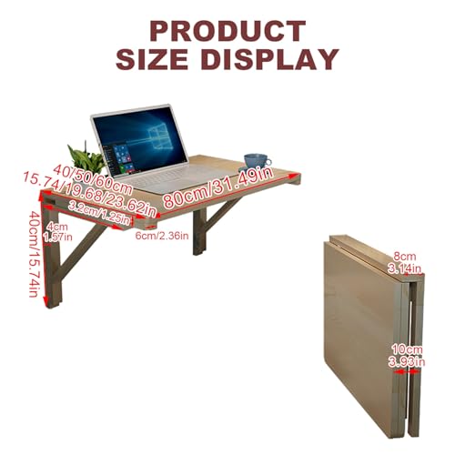 Table flottante en bois de qualité supérieure : bureau robuste rabattable mural - 3