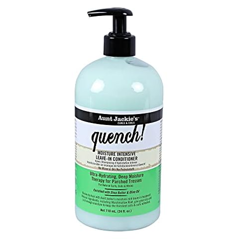 Aunt Jackie's Curls and Coils Quench, Large 24oz Family Sized Pump, Moisture Intensive Leave-In Hair Conditioner for Natural Curls, Coils and Waves, Enriched With Shea Butter, Green… Cover