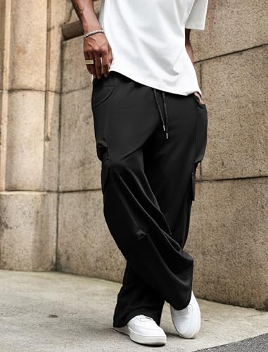 ZAFUL Flat Pocket Parachute Pants for Men Casual Baggy Cargo Pants Street Y2K Pants Loose Fit Drawstring Trouser2