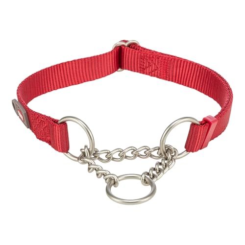 TRIXIE Premium, Collare semi-strozzato per cani, Rosso, Taglia S-M, 30-40 cm/ 15 mm