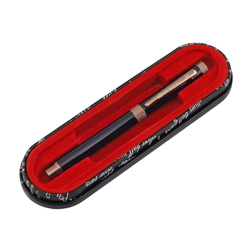 Image of Oliver Thar Roxx Matte & Shine Fountain Pen - Glossy Black /Coffee Trims, Full Brass Body, 0.6mm Cardinal Refill, Gift T Box