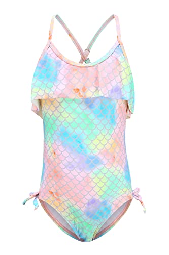 Image of Girls One Piece Swimsuits Ruffle Bathing Suit Kids Hawaiian Floral Swimwear 3-16 Years