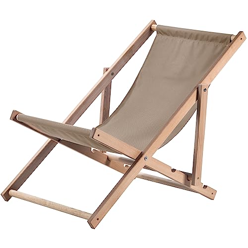 KADAX Sedia a Sdraio Pieghevole in Legno Massello di Faggio, Regolabile per il Relax al Mare, sul Balcone, in Terrazza e nel Giardino (Beige)