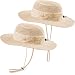 The Friendly Swede Sun Hats 2-Pack - Safari Hat for Men Women and Children, Boonie Hat, Camping Hat, Fishing Hat, Summer Hat, Gardening Hat (Khaki)