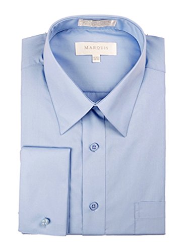 Marquis Men's Light Blue Slim Fit French Cuff Dress Shirt Cufflinks,N-14.5,32-33