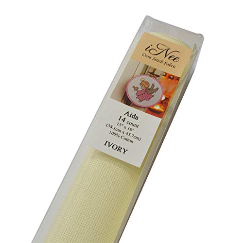 iNee Classic Reserve Aida Cloth 14 Count, Cross Stitch Fabric, 15 by 18-Inch, 3 Pack, Ivory