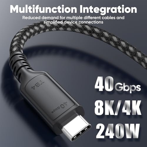 DteeDck USB 4 Cable 6ft for Thunderbolt 4, USB4 40Gbps High Speed Data Transfer, 8K@60Hz /4K@120Hz Display 240W Charging USB C Data Cables for Thunderbolt 4 Thunderbolt 3 USB-C Devices by DteeDck - Image 8