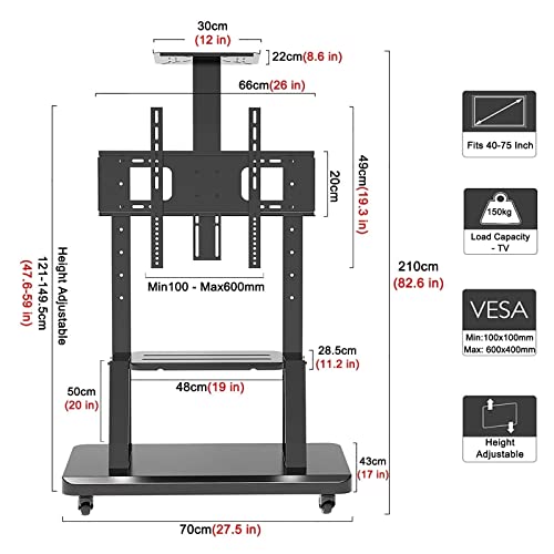 Soporte móvil para TV de 50-75 pulgadas con ruedas miniatura 2