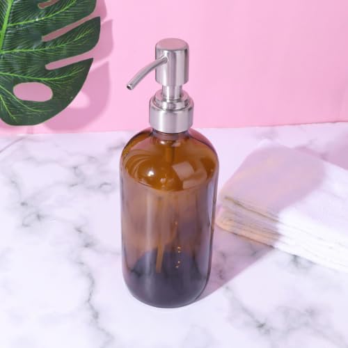 Botella de vidrio con bomba dispensadora de 500ml para baño y cremas 6