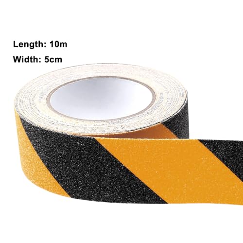 Fita antiderrapante premium preta-amarela 10 m x 5 cm, fita autoadesiva antiderrapante, fita adesiva