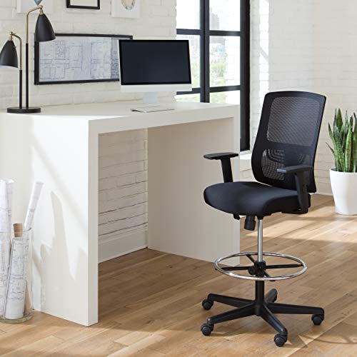 Ofm Essentials Mid Back Mesh Drafting Chair, Drafting Stool, Lumbar Support, In Black #TOP1