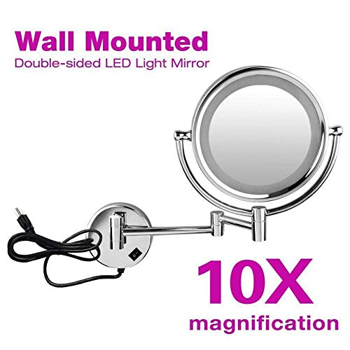 Miroir de maquillage grossissant 10X mural extensible deux surfaces - 3