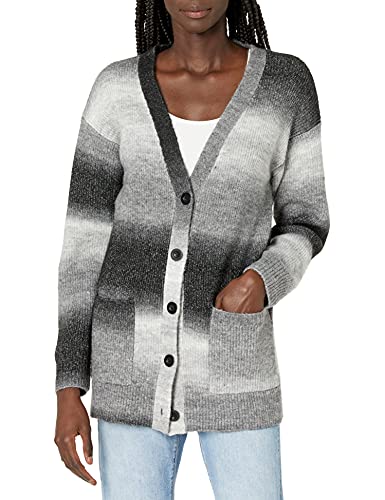 Image of Cable Stitch Women's Ombre Space-Dyed Cardigan - V-Neck Long Sleeve Button Front Rib-Knit Sweater Cover-Up with Pockets
