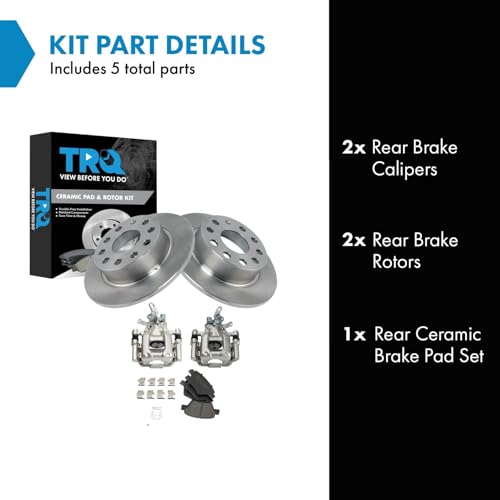 Image of TRQ Rear Brake Pad & Rotor Kit Ceramic Compatible with 2011-2013 Audi A3 2013 Volkswagen Beetle GTI 2012-2013 Jetta