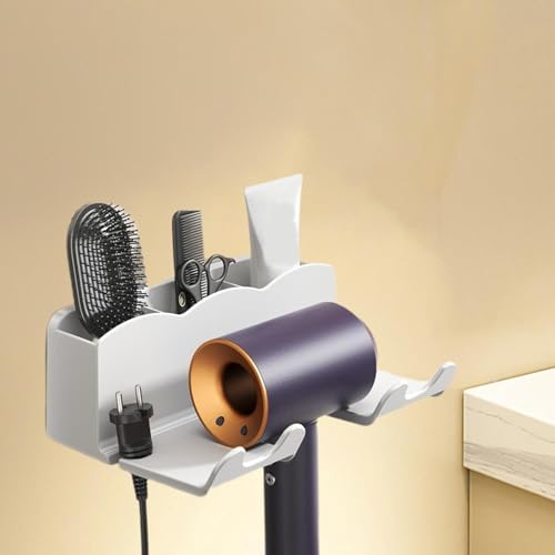Youany Hair Dryer Holder,Storage Rack Hairdryer Holder - Blow Dryer Hanger, Bathroom Organization Wall Mount, Hair Tool Organizer for Flat/Curling Irons, Hair Straighteners - Image 2