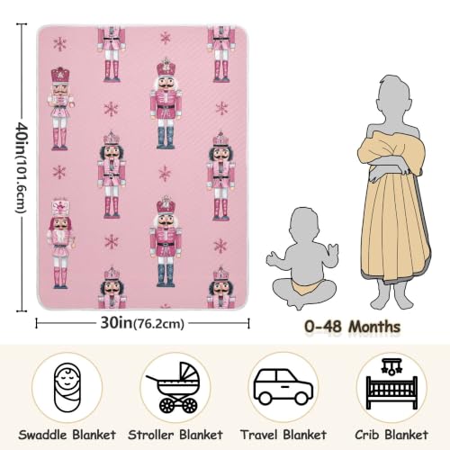 Image of Christmas Nutcrackers Pinks Baby Blankets