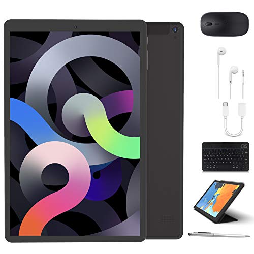 Tablet 10 inch, High Performance 2 in 1 Android 9.0 Tablets with Keyboard Case & Mouse, 3GB RAM 64GB Storage, Quad Core, Dual Sim Card, 4G WiFi, 8MP Camera, 8000 mAh, FM, GPS, Bluetooth - Black