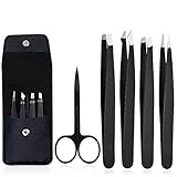 Pinzetten Set zum Augenbrauen Zupfen - Set 5 Augenbrauen Pinzette Profi zum Gesichtshaarentfernung für Frauen und Männer Präzisions Pinsettenset aus Edelstahl