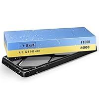 S&R Schleifstein Set – Messerschleifstein & Wetzstein für Messer – Doppelseitiger Sharpening Stone 1000/4000 & Schleifhilfe – Knife Sharpener Stone & Abziehstein zum Messer schärfen, Whetstone