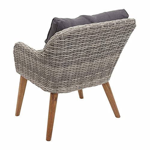 ADHW Gartengarnitur Lounge-Set, Akazie halbrundes Poly-Rattan Spun Poly – Bild 7