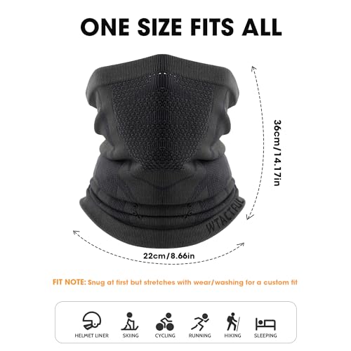 WTACTFUL 2-Pack Neck Gaiters for Men Half Face Neck Warmer Ski Mask for Cold Weather Thermal Neck Gaiter Winter Windproof Breathable Balaclava for Skiing Snowboarding Hiking Running Women Black Gray